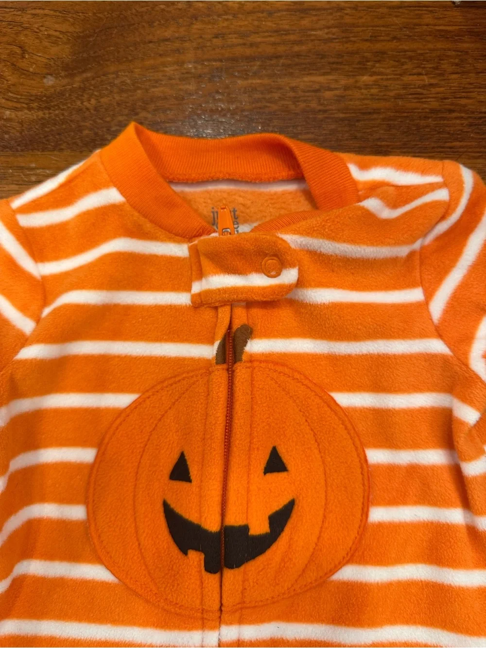 EUC Carters Orange Striped Pumpkin Footed One-Piece, 6 Months